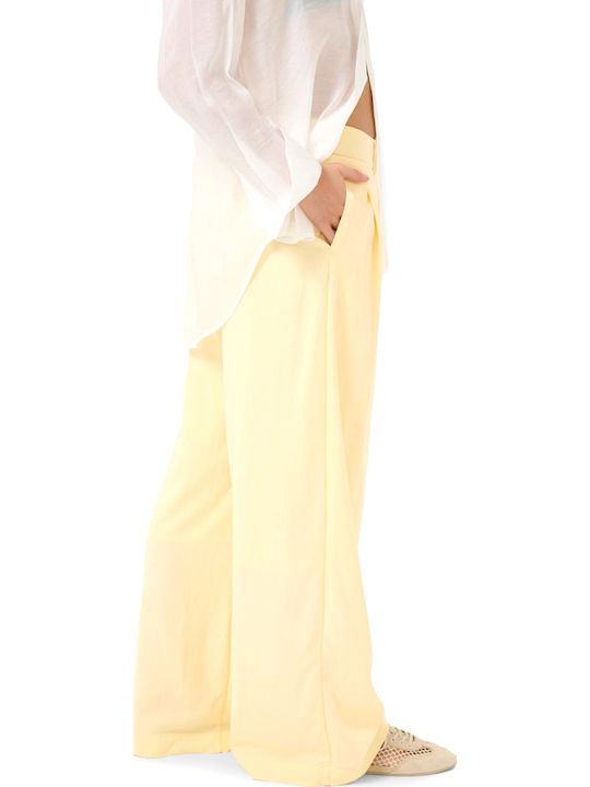 Women's High-waisted Fabric Trousers Yellow