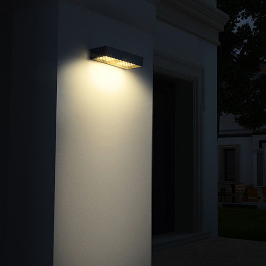 123led Επιτοίχιο Ηλιακό Φωτιστικό 6W 900lm Θερμό Λευκό 3000K με Αισθητήρα Κίνησης και Φωτοκύτταρο IP65