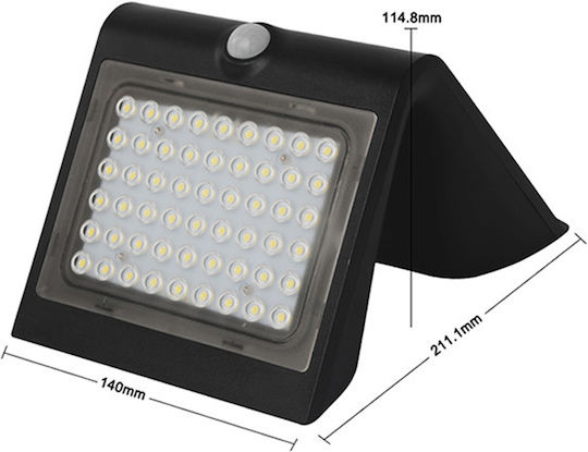 123led Wall Mounted Solar Light 4W 500lm Warm White 3000K with Motion Sensor and Photocell IP65