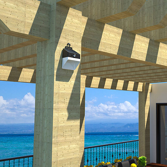 123led Wall Mounted Solar Light 2W 220lm Warm White 3000K with Motion Sensor and Photocell IP65