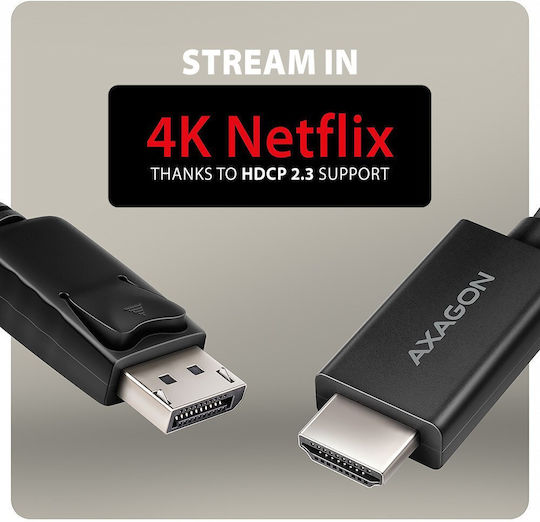 Axagon Кабел DisplayPort мъжки - HDMI мъжки 1.8м Черен