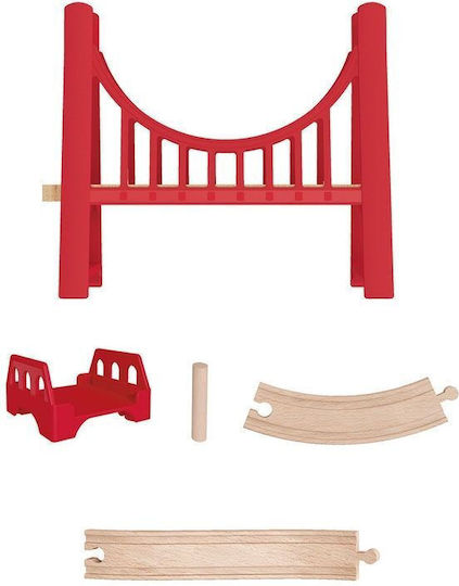 Hape Extended Double Suspension Bridge Railroad Tracks made of Wood for 3++ Years