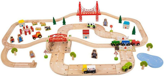 Big Jigs Road & Rail Train Set Σετ με Τρενάκι από Ξύλο για 3+ Ετών