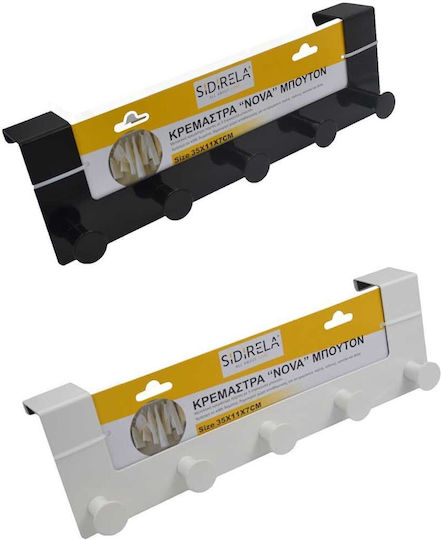 Sidirela Κρεμάστρα Πόρτας Nova 5 Θέσεων Μεταλλική 36x4.5x11εκ.