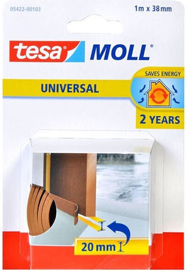 Tesa Universal 532167 Foam Self-Adhesive Tape Draft Stopper Door / Window in Brown Color 1mx3.8cm