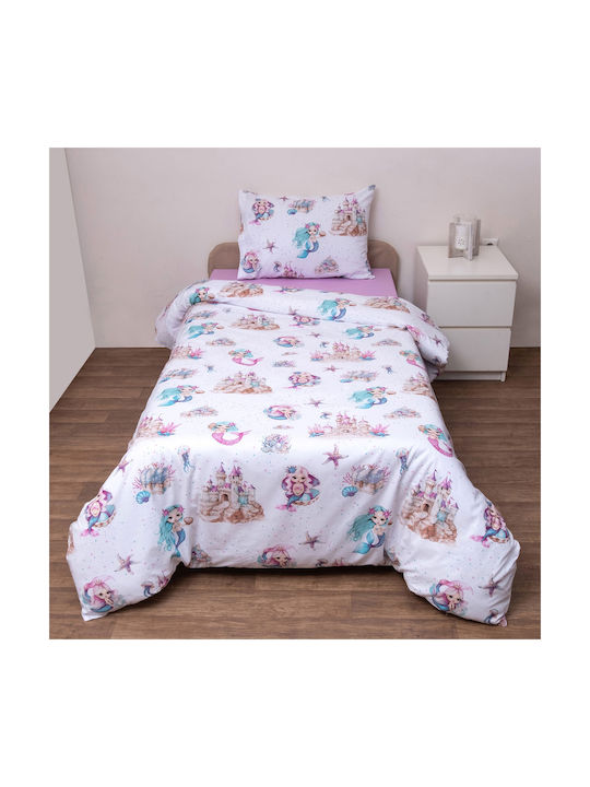 Viopros Kids Sheets Set Single with Elastic Band Cotton White 100x200cm 3 Pieces
