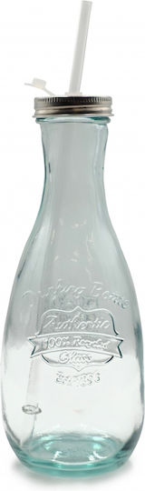 Authentic Eco-friendly Glass Water Bottle with Screw Cap Beige 600ml