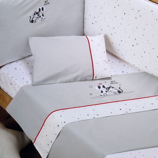 Kentia Set Copertă de Pătuț cu Față de Pernă Loft Friends Gri deschis 100x140cm.