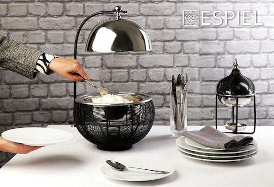 Espiel Metallic Fondue Pot with Tea Light Black 15x15x31cm