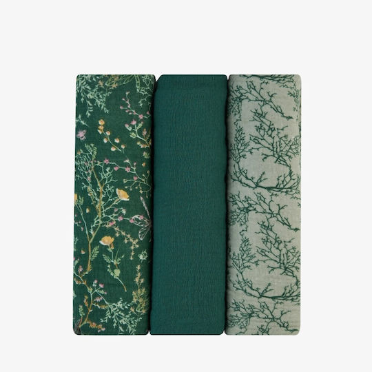 Kikka Boo Secret Garden Прегръщащи Пелени от Муселин Green Зелен 75x75см. 3бр