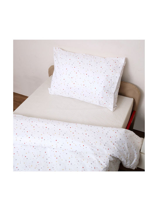 Viopros Set Baby Sheets Crib Cotton Rea White 120x160cm 3 Pieces