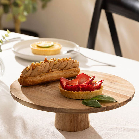 Secret de Gourmet Τουρτιέρα Ξύλινη με Πόδι Καφέ 28x28x9εκ.
