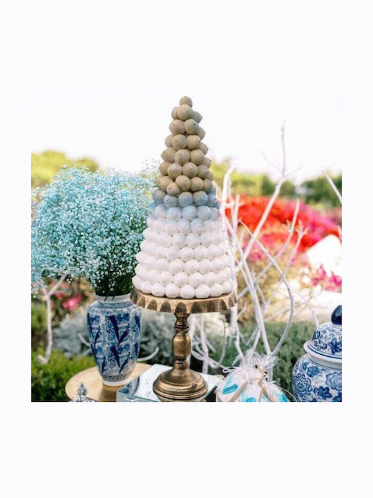 JK Home Decoration Τουρτιέρα Μεταλλική με Πόδι Χρυσή 30x30x32.5εκ.
