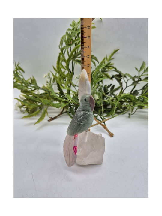 Handmade Carved Decorative Parrot With Natural Semi-Precious Stones