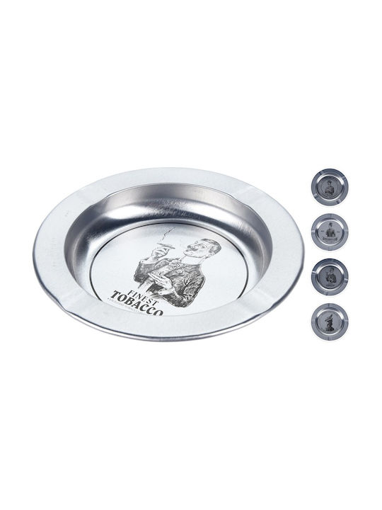 Set 4 Excellent Houseware Ashtrays Metal 14 Cm Silver