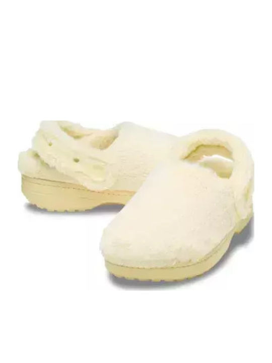 Crocs Classic Unfurgettable Παντόφλες με Γούνα Vanillia