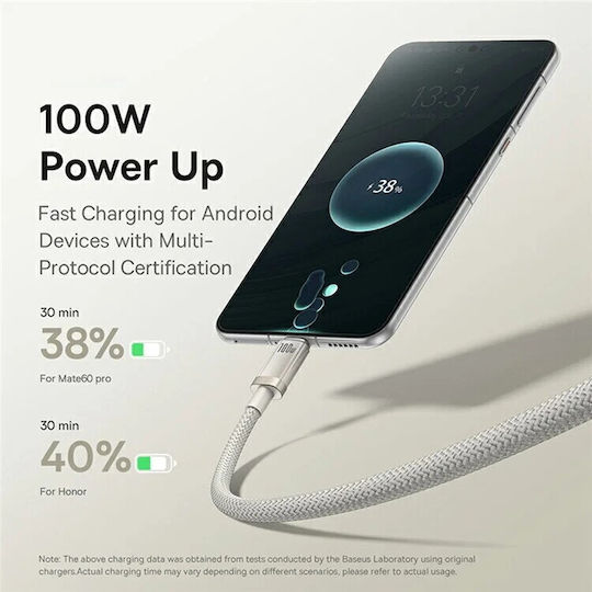 Baseus Titanium Power Datenkabel Smartphone Usb zu Usb Typ-C 100w Geflochtenes 2m Gelbe Stamp 0.18 Lei 6932172669614