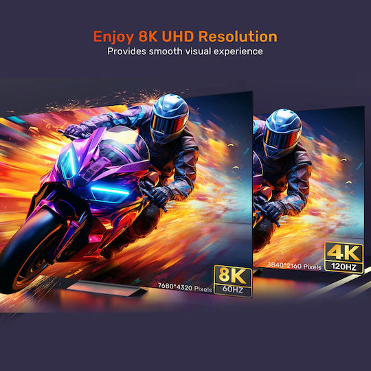 Unitek HDMI 2.1 Ultra High Speed 48Gbps 4K 120Hz HDR VRR Cable HDMI Male - HDMI Male 2m Black