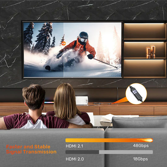 Unitek HDMI 2.1 Ultra High Speed 48Gbps 4K 120Hz HDR VRR Cable HDMI Male - HDMI Male 2m Black