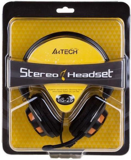 A4Tech HS-28-3 Over Ear Multimedia Headphone with Microphone 3.5mm Jack Orange