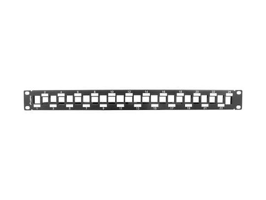 Lanberg Patch Panel Keystone για Rack 1U 19" 24 Θυρών Μαύρο