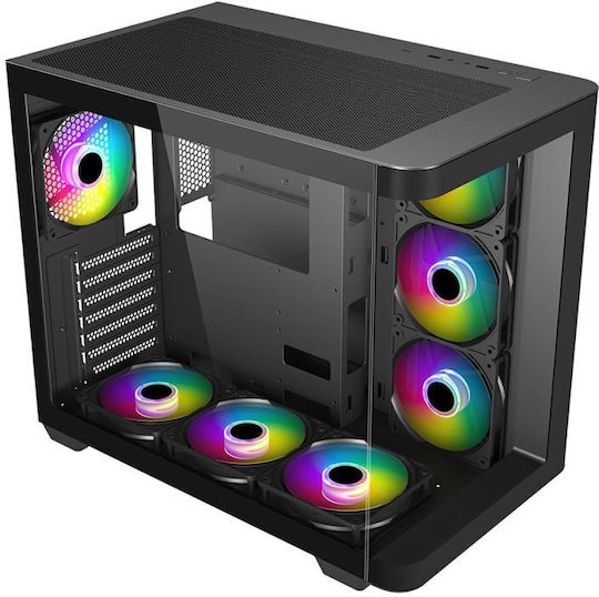 Supercase HallStatt HA30A Gaming Midi Tower Computer Case with Side Window and ARGB Lighting Black