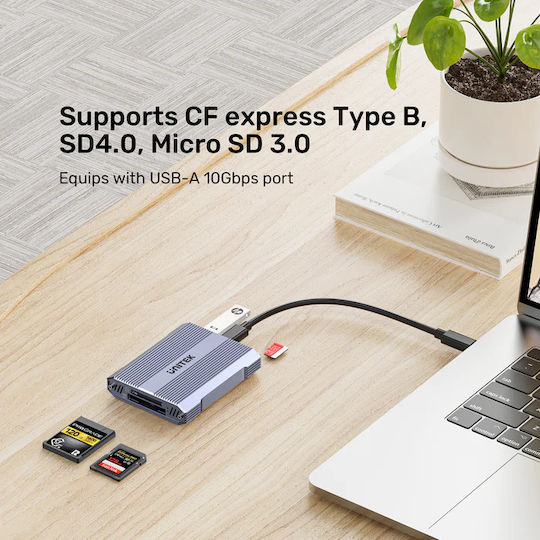 Unitek Cf Express Sd Microsd Card Reader Usb A 10 Gbps + Hub