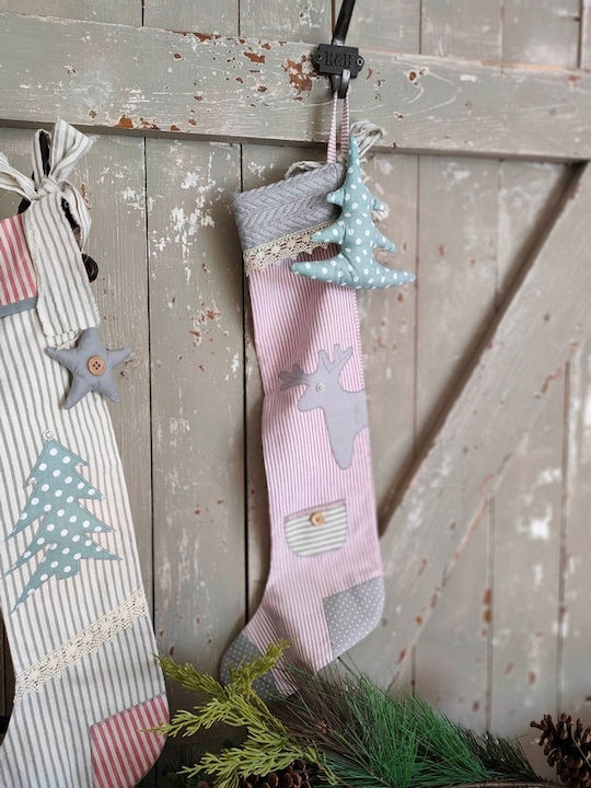 Handmade Patchwork Christmas Decorative Socks Fabric with Santa Claus 3pcs