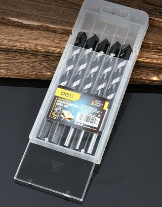 Deli Satz 5 Bohrer Hartmetall mit Dreikantschaft für Gemäuer, Metall, Holz und Glas/Fliesen