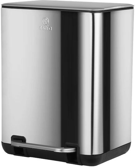 Estia Cubic Inox Badezimmer Mülleimer Sanftes Schließen 6Es Silber