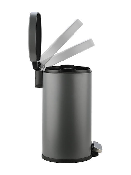 Ovoid 02-21443 Metallic Bathroom Bin Soft Close 6lt Gray