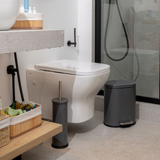 Ovoid 02-21443 Metallic Bathroom Bin Soft Close 6lt Gray