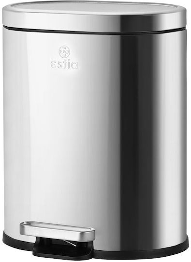 Estia Ovoid Inox Καλαθάκι Μπάνιου Soft Close 6lt Ασημί
