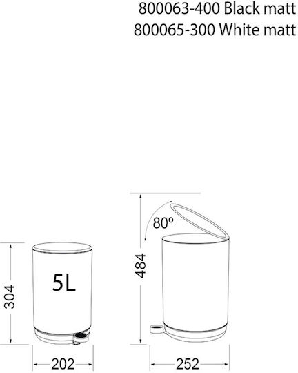 Geesa 800063-400 Metallic Bathroom Basket Soft Close 5lt Black