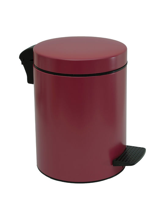 Pam & Co Μεταλλικό Καλαθάκι Μπάνιου Soft Close 5lt Matte Bordeaux