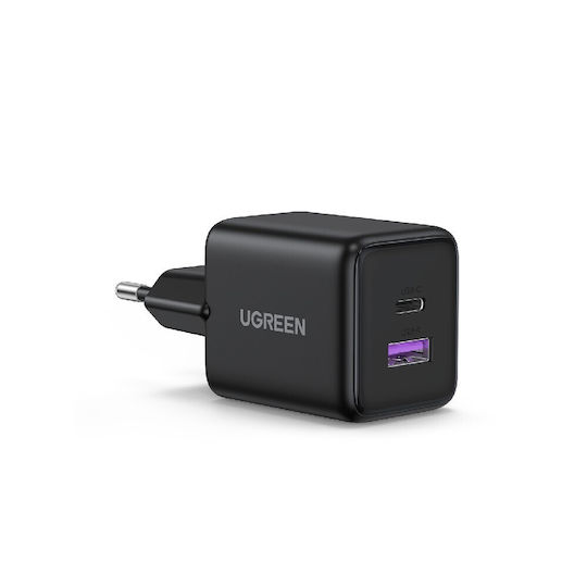 Ugreen Φορτιστής Χωρίς Καλώδιο GaN με Θύρα USB-A και Θύρα USB-C 30W Power Delivery Μαύρος (X516)