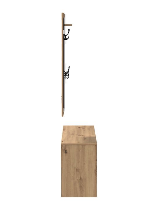 vidaXL Flurmöbel & Aufbewahrung mit Spiegel mit Kleiderständer & Bank 90x31x46.5cm