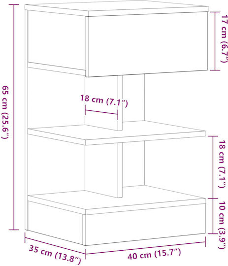 Nachttisch Black oak 40x35x65cm