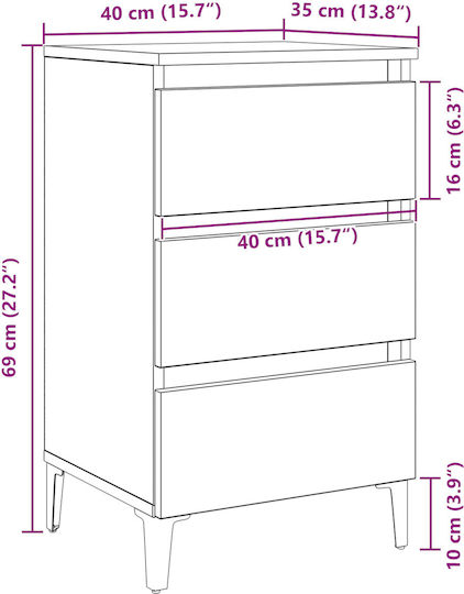 Комод Дървен Black oak 40x35x69см