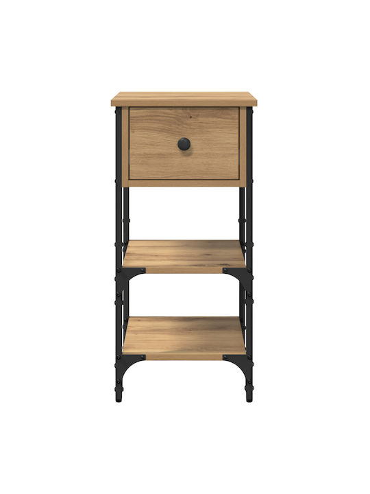 Κομοδίνο Ξύλινο με Μεταλλικά Πόδια Artisan δρυς 34x36x70cm
