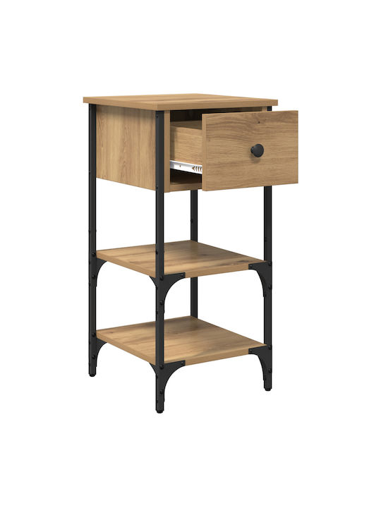 Κομοδίνο Ξύλινο με Μεταλλικά Πόδια Artisan δρυς 34x36x70cm