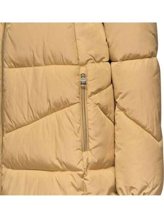 Μακρύ Γυναικείο Puffer Μπουφάν για Χειμώνα Travertine