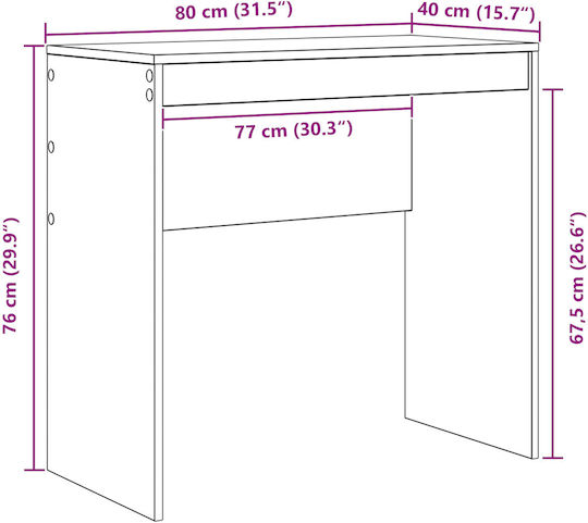 Бюро Дървено Черен Дъб 80x40x76см