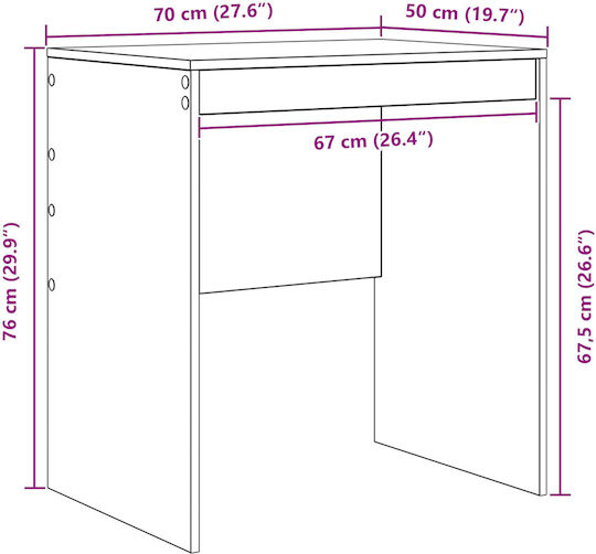 Schreibtisch Holz Cement Grey 70x50x76cm