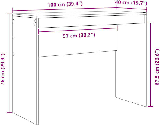 Бюро от Дърво Черен Дъб 100x40x76см