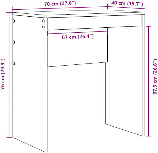 Schreibtisch Holz Walnut 70x40x76cm