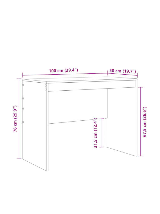 Дървено Кафяво Бюро 100x50x76см