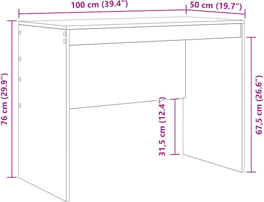 Дървено Кафяво Бюро 100x50x76см