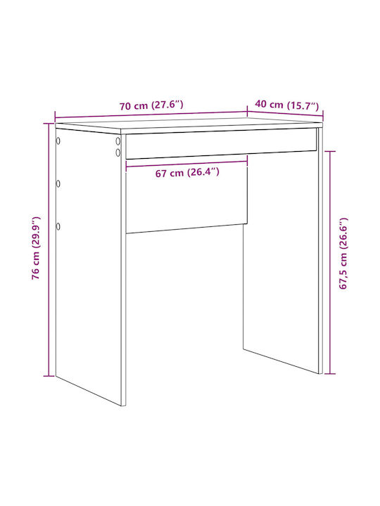 Бюро Дървено Цвят Димено Дъб 70x40x76см