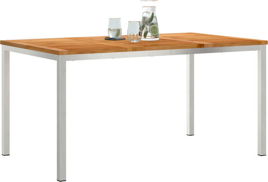 Masă Exterior Teak Cu Ramă Metalică Maro 150x90x75cm
